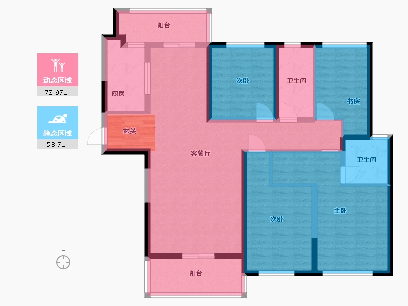 湖南省-长沙市-梅溪湖玺悦-118.00-户型库-动静分区