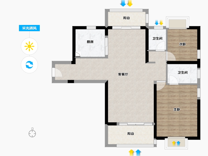 青海省-海南藏族自治州-观澜湖上东区Ⅱ区-89.52-户型库-采光通风