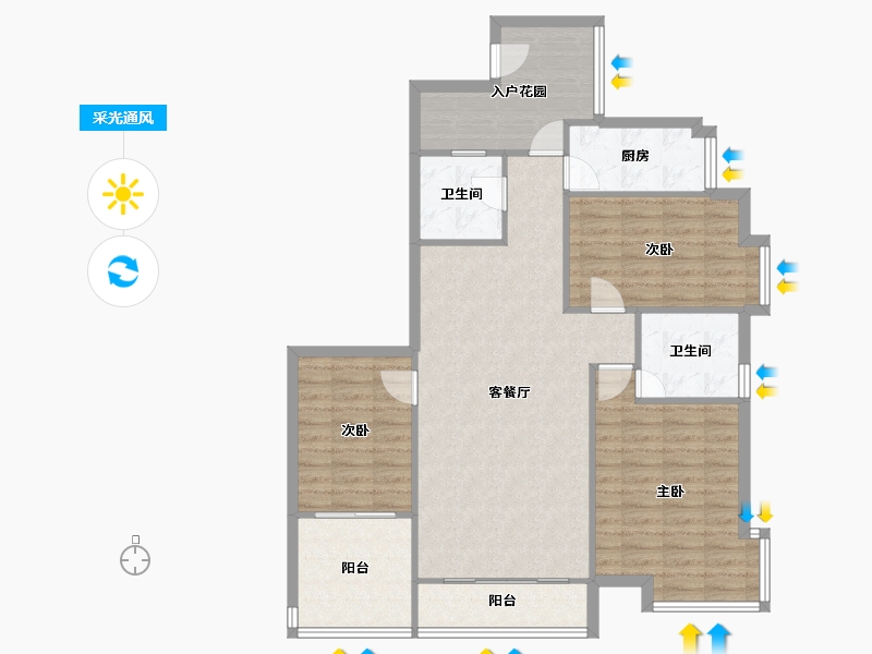 湖南省-长沙市-长房南屏锦源-103.98-户型库-采光通风