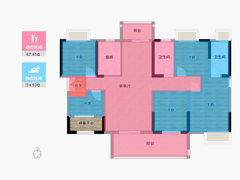 湖南省-长沙市-润和滨江广场-111.02-户型库-动静分区