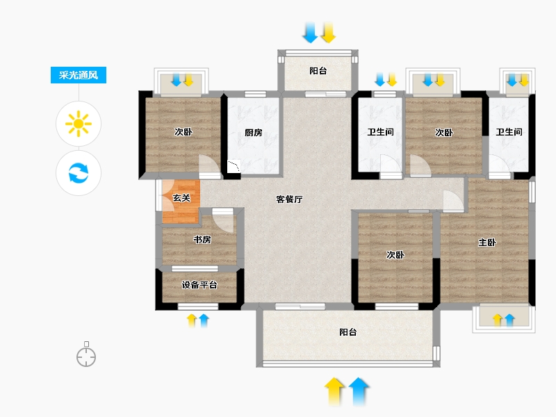 湖南省-长沙市-润和滨江广场-111.02-户型库-采光通风