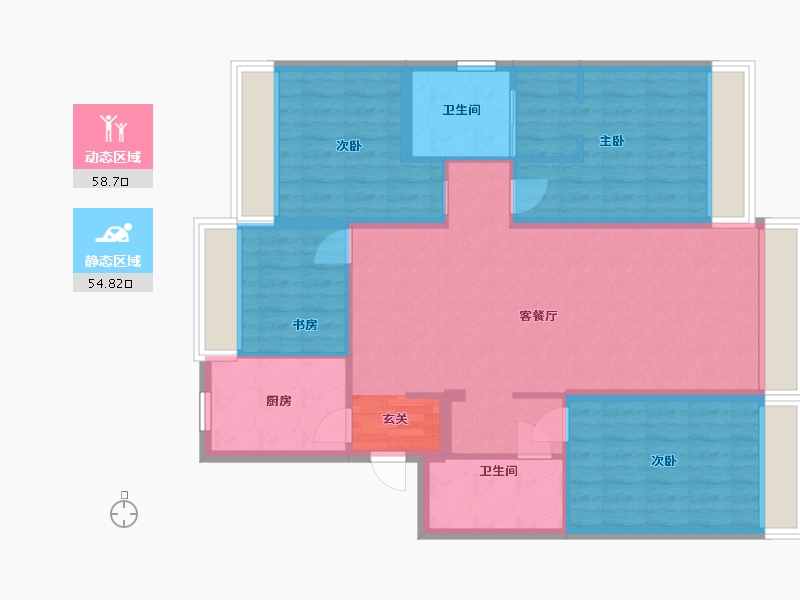 辽宁省-沈阳市-东樾城-102.00-户型库-动静分区