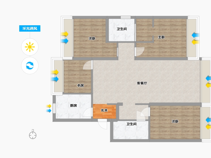 辽宁省-沈阳市-东樾城-102.00-户型库-采光通风