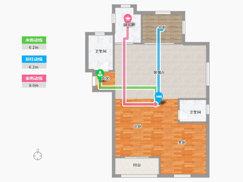 浙江省-嘉兴市-春天花园-95.89-户型库-动静线