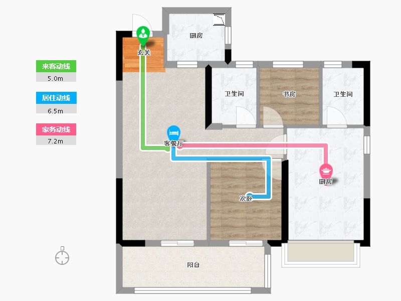 浙江省-嘉兴市-佳源・四季�Z园-77.64-户型库-动静线