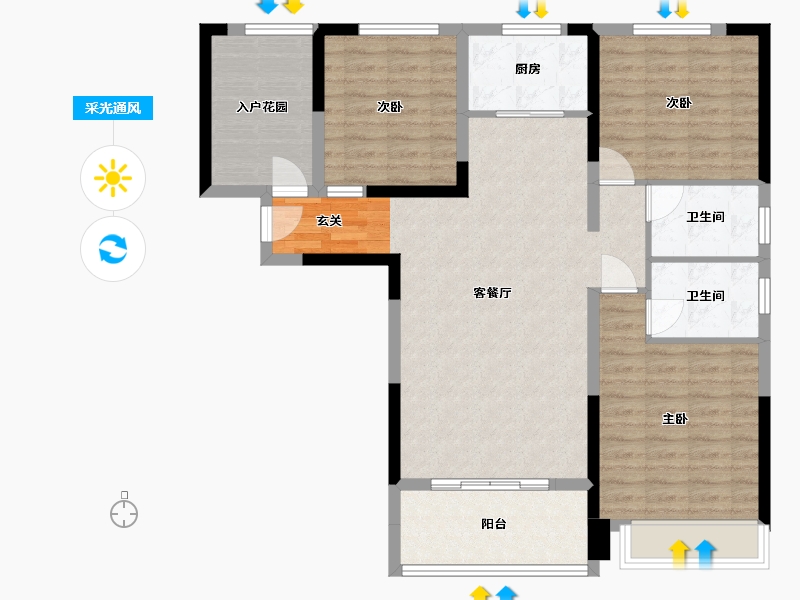 河南省-洛阳市-京熙帝景三期-102.14-户型库-采光通风