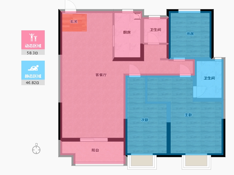 河南省-洛阳市-华耀城佳兆业水岸新都-92.80-户型库-动静分区