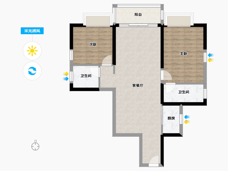 青海省-海南藏族自治州-观澜湖上东区Ⅱ区-76.70-户型库-采光通风