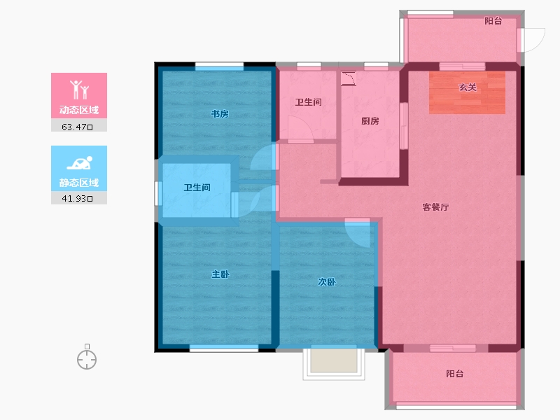 河南省-洛阳市-华耀城佳兆业水岸新都-93.00-户型库-动静分区