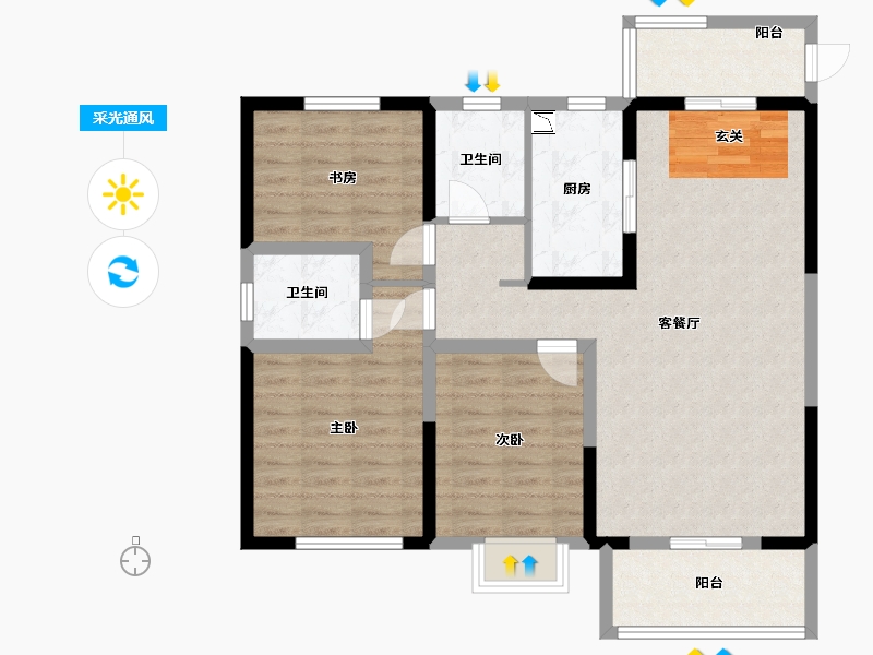 河南省-洛阳市-华耀城佳兆业水岸新都-93.00-户型库-采光通风