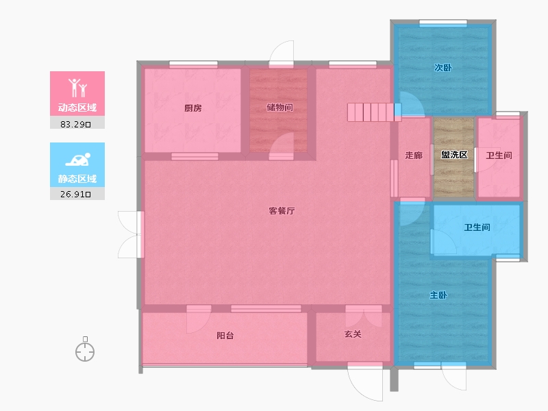 黑龙江省-哈尔滨市-融创御湖宸院-102.57-户型库-动静分区