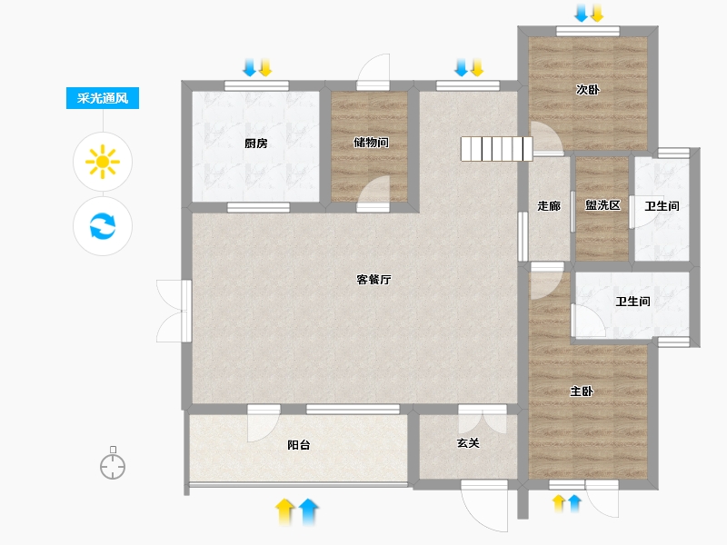 黑龙江省-哈尔滨市-融创御湖宸院-102.57-户型库-采光通风