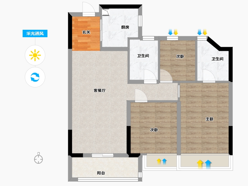 浙江省-嘉兴市-招商溪悦水岸-78.57-户型库-采光通风