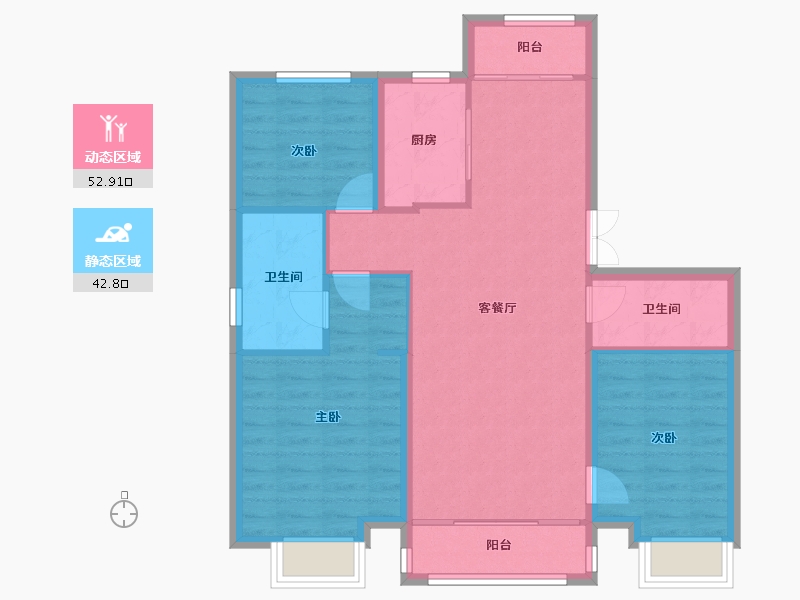 黑龙江省-哈尔滨市-哈尔滨宝能城-86.63-户型库-动静分区