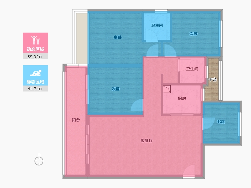 浙江省-绍兴市-金辉天镜云著-91.96-户型库-动静分区