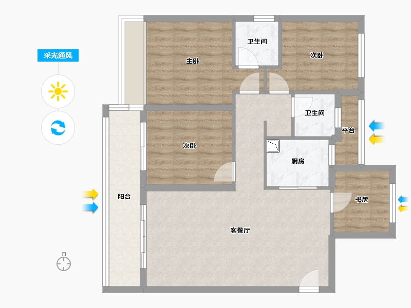 浙江省-绍兴市-金辉天镜云著-91.96-户型库-采光通风