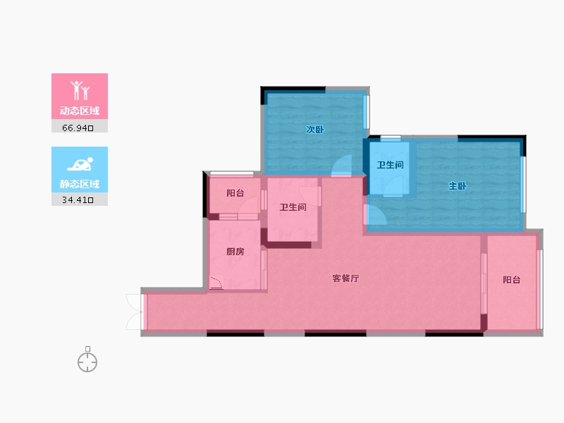 四川省-宜宾市-滨江御景-90.01-户型库-动静分区