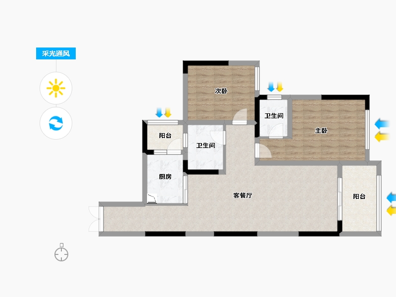 四川省-宜宾市-滨江御景-90.01-户型库-采光通风