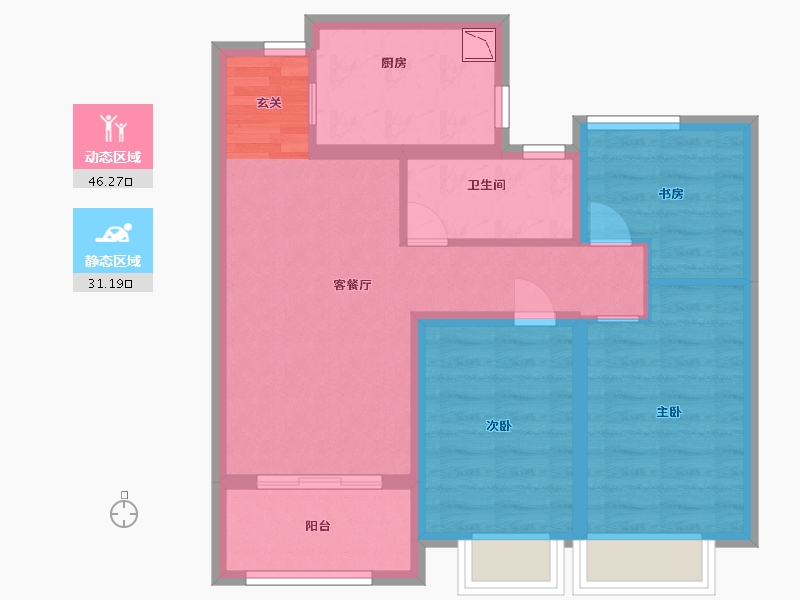 上海-上海市-葛洲坝融创虹桥玫瑰公馆-68.00-户型库-动静分区