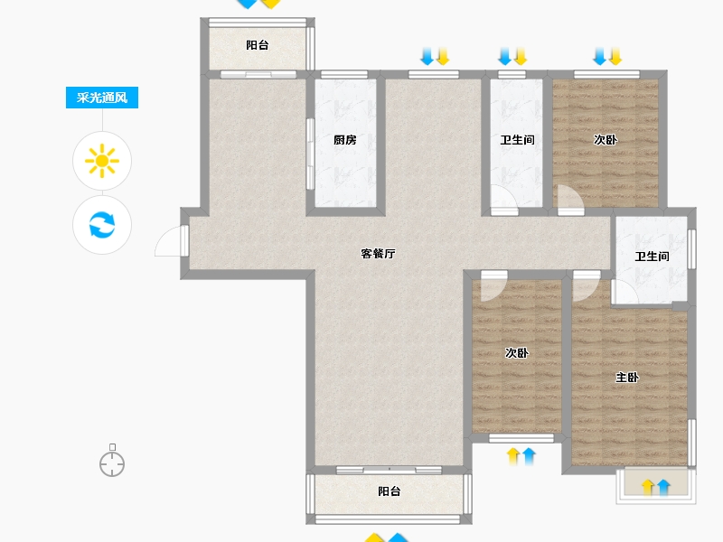 河南省-洛阳市-城建花园-132.06-户型库-采光通风