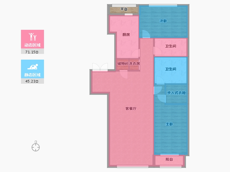 辽宁省-沈阳市-积水・裕沁听月轩-108.02-户型库-动静分区