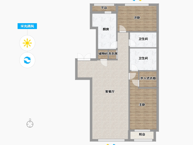 辽宁省-沈阳市-积水・裕沁听月轩-108.02-户型库-采光通风