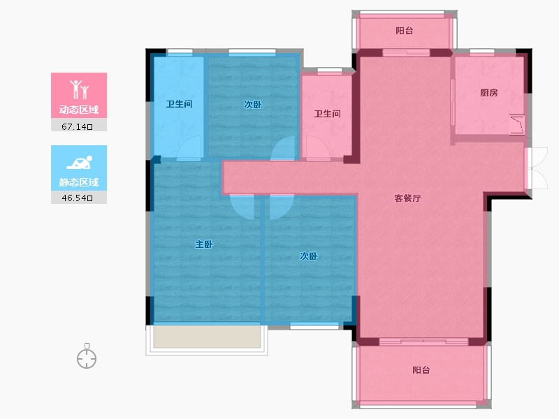 湖北省-荆州市-枫庐小城-103.00-户型库-动静分区