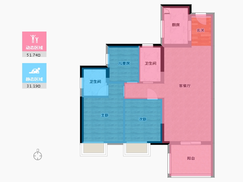 广东省-东莞市-卓越金茂浅水湾-73.67-户型库-动静分区