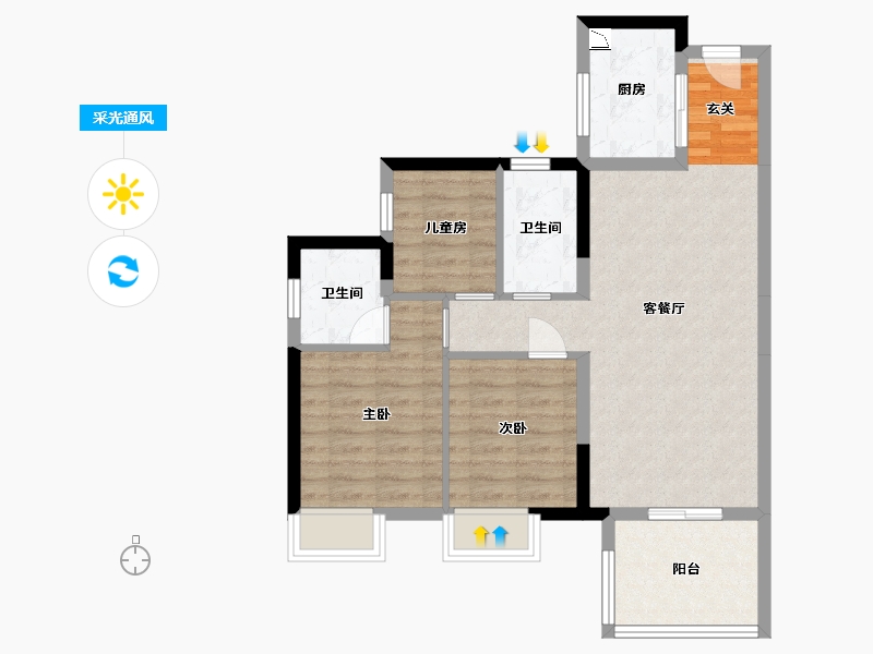 广东省-东莞市-卓越金茂浅水湾-73.67-户型库-采光通风