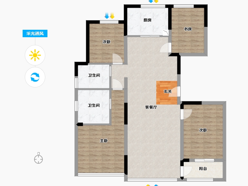 陕西省-西安市-世园大公馆Ⅲ期（上林艺境）-111.49-户型库-采光通风