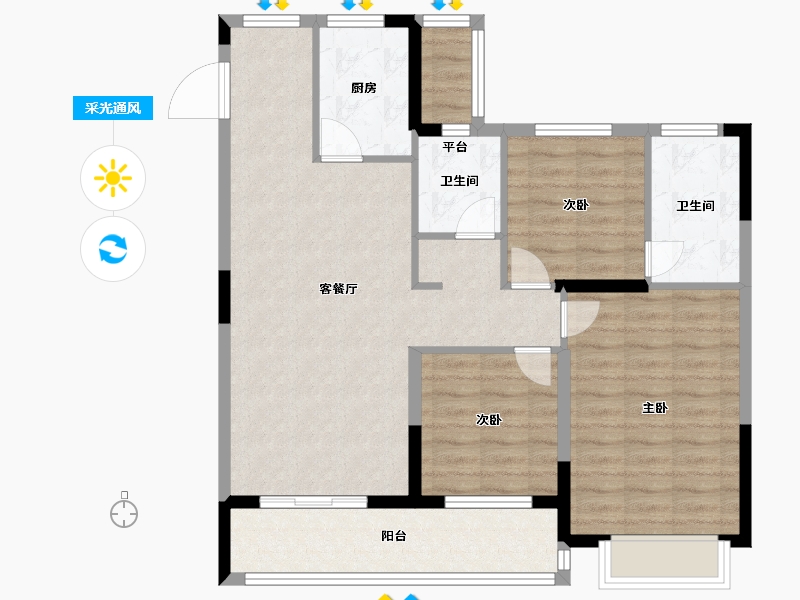 浙江省-金华市-望辰府-92.00-户型库-采光通风