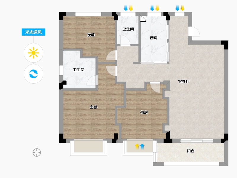 广西壮族自治区-南宁市-银湖金悦-78.40-户型库-采光通风