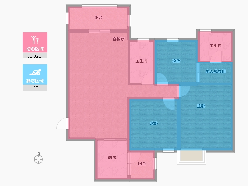 湖南省-长沙市-恒大雅苑-91.63-户型库-动静分区