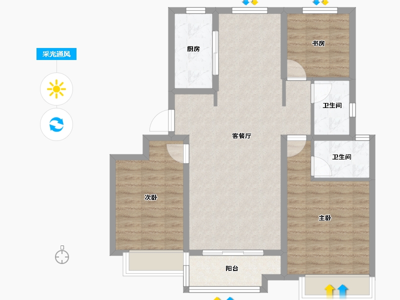 山东省-济南市-中海锦城-86.00-户型库-采光通风