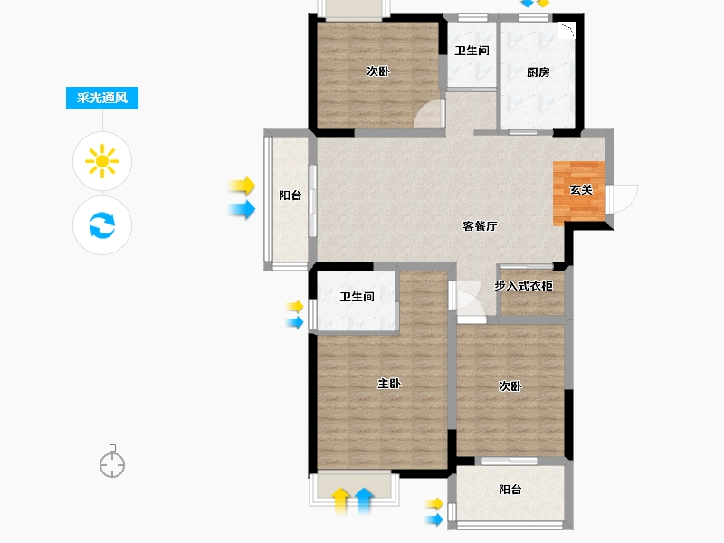 江苏省-扬州市-星地雅苑-108.18-户型库-采光通风