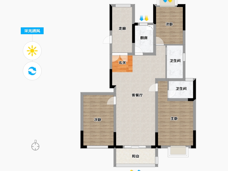 江苏省-扬州市-星地雅苑-104.80-户型库-采光通风