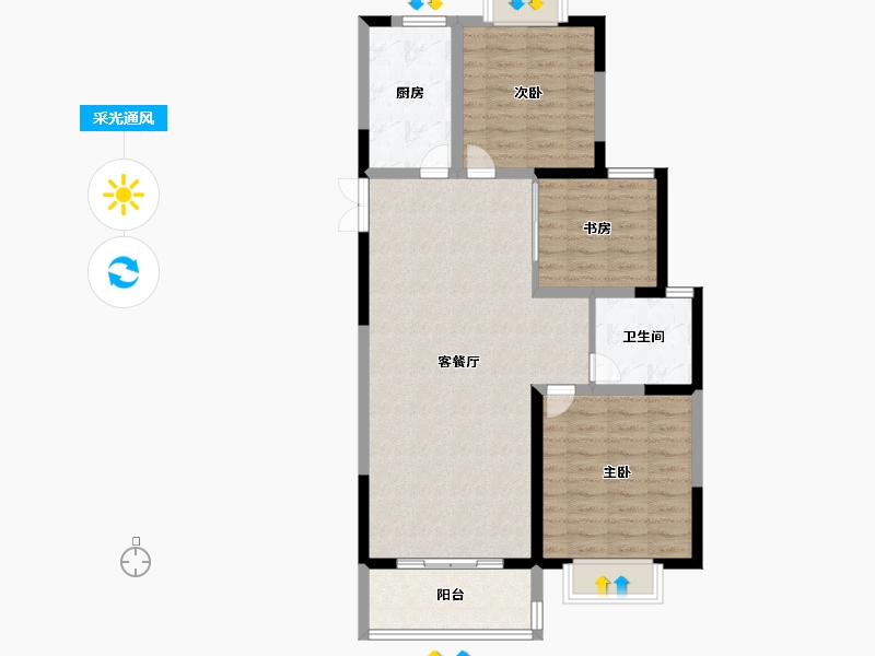 江苏省-南京市-滨江雅园-90.40-户型库-采光通风