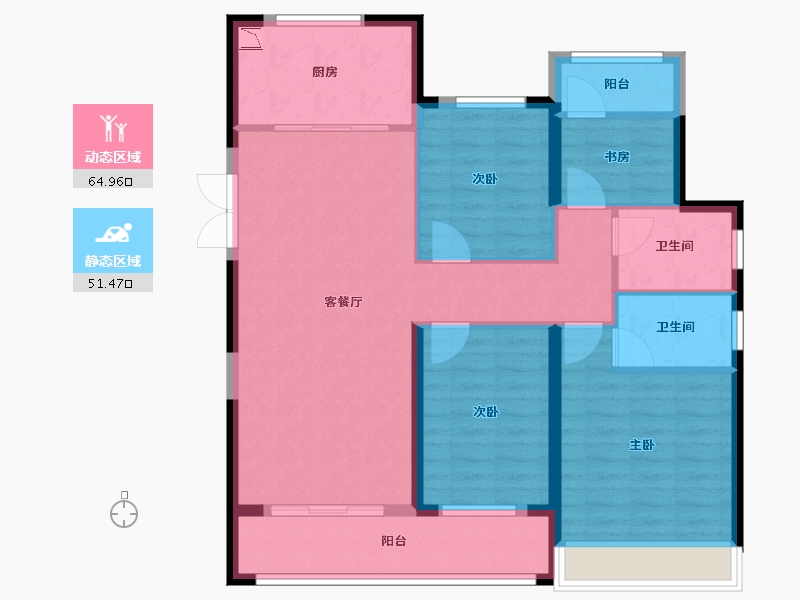 浙江省-温州市-德信诚园-104.80-户型库-动静分区