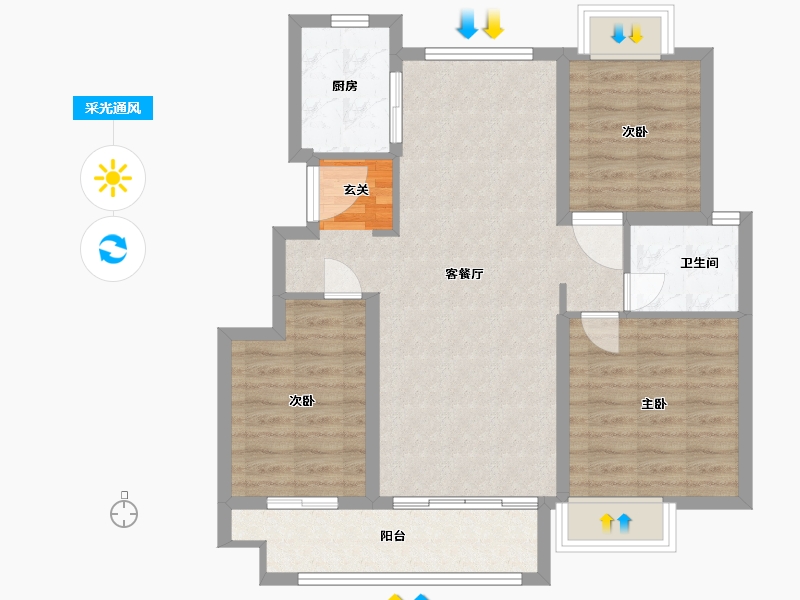 江西省-九江市-锦天府-80.80-户型库-采光通风