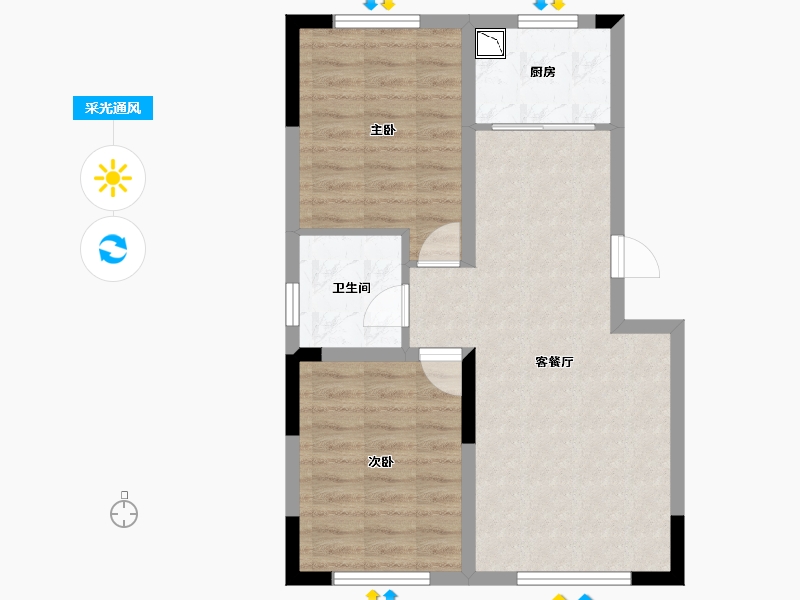 吉林省-长春市-绿地城-60.67-户型库-采光通风