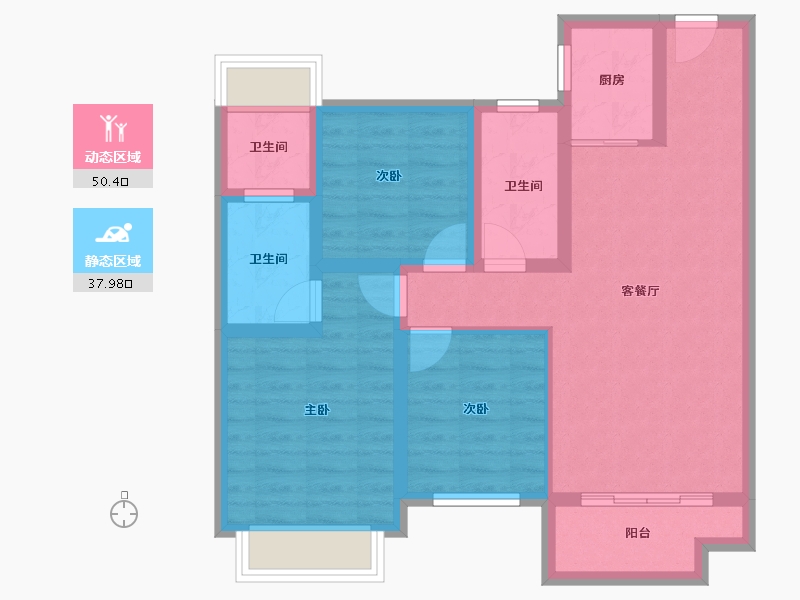 湖南省-株洲市-醴陵亿都时光-77.60-户型库-动静分区