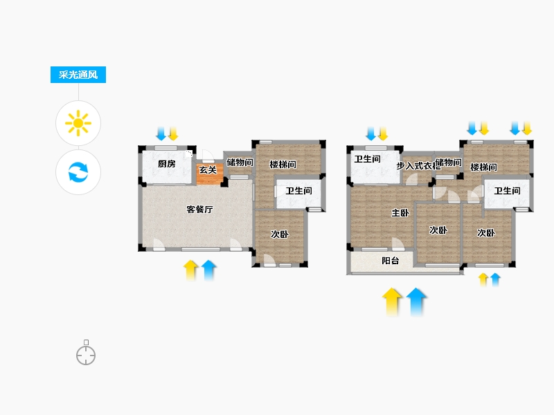 浙江省-衢州市-蓝城・春风江山・烟霞山居-144.00-户型库-采光通风