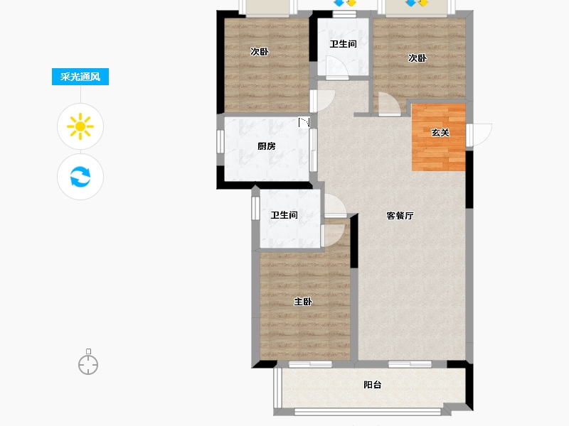 湖北省-武汉市-融创首创九派江山-85.59-户型库-采光通风