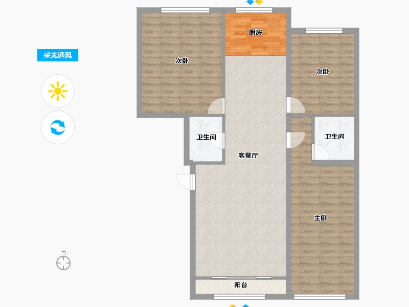 吉林省-白城市-明珠花园-110.64-户型库-采光通风