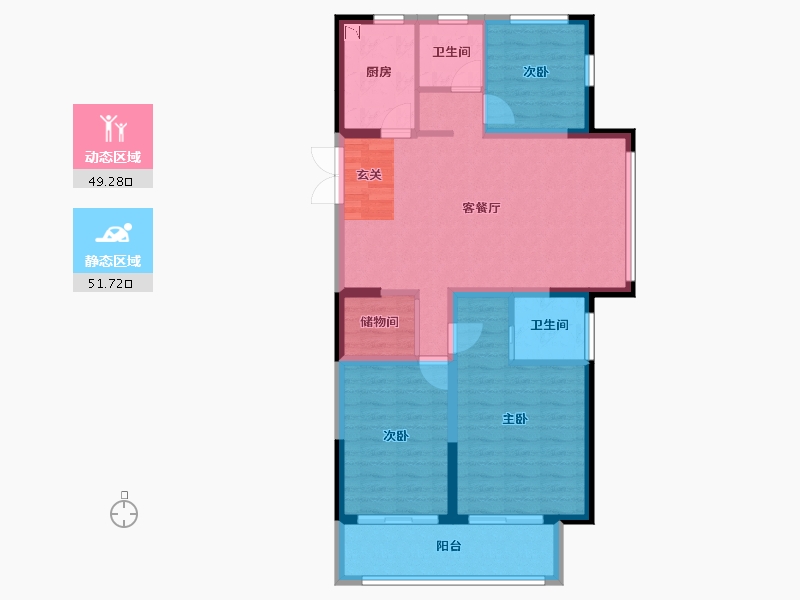 江苏省-连云港市-香溢府-90.55-户型库-动静分区