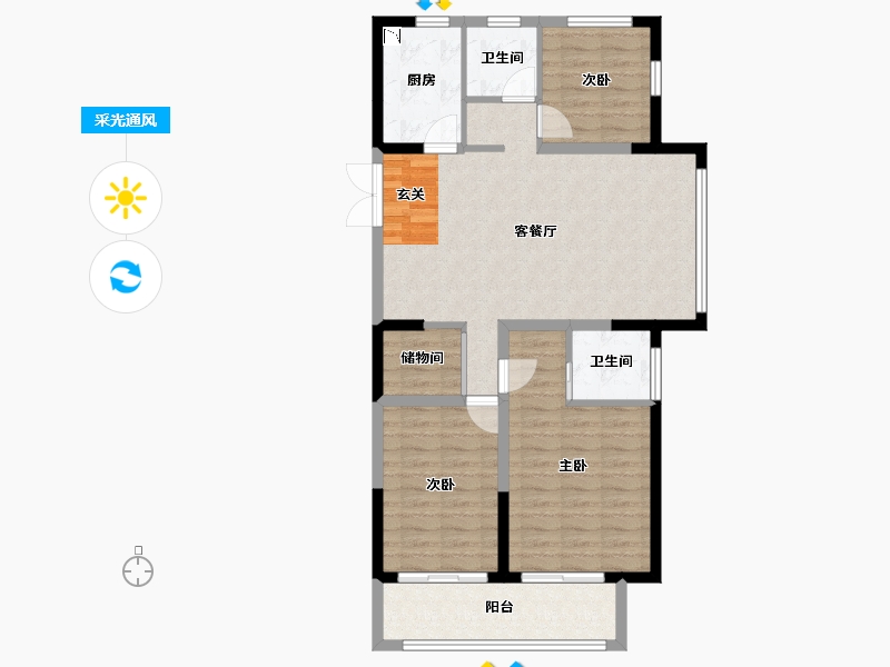 江苏省-连云港市-香溢府-90.55-户型库-采光通风