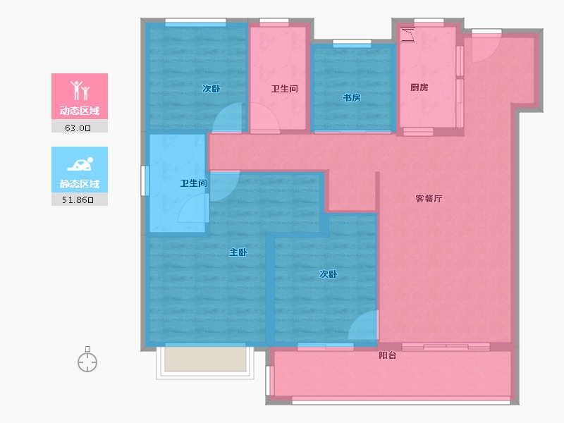 浙江省-温州市-万科星汇里-103.20-户型库-动静分区