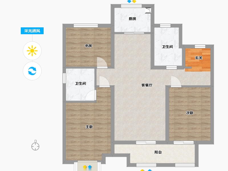 河北省-廊坊市-融创・时代壹号-93.60-户型库-采光通风