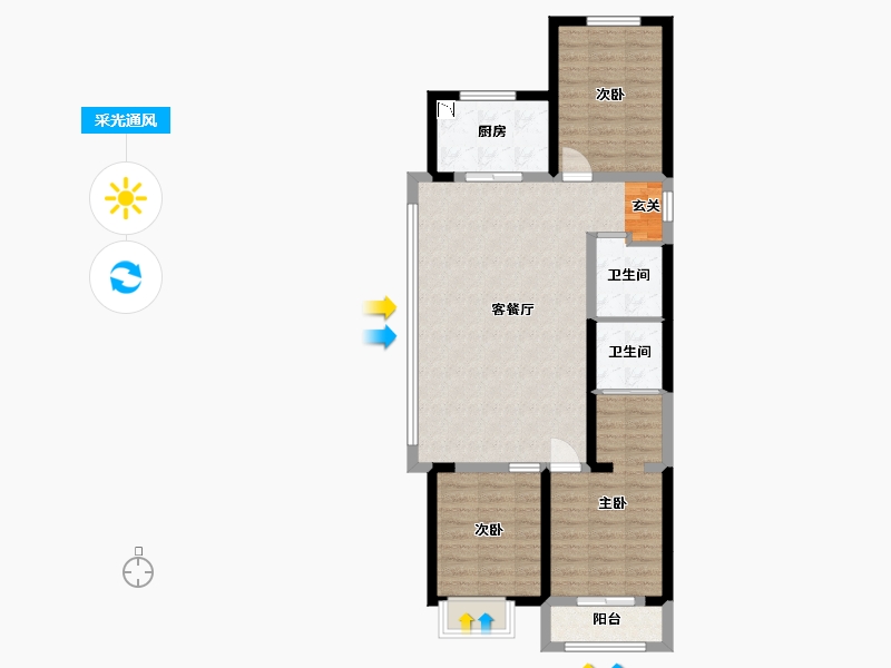 河北省-廊坊市-泰禾廊坊拾景园-85.30-户型库-采光通风