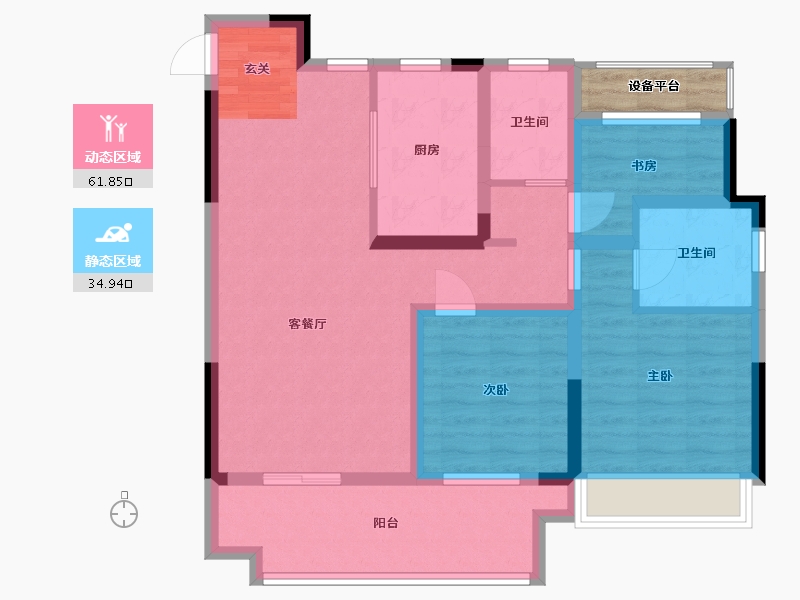 安徽省-宿州市-北京城房・北大学府-88.09-户型库-动静分区